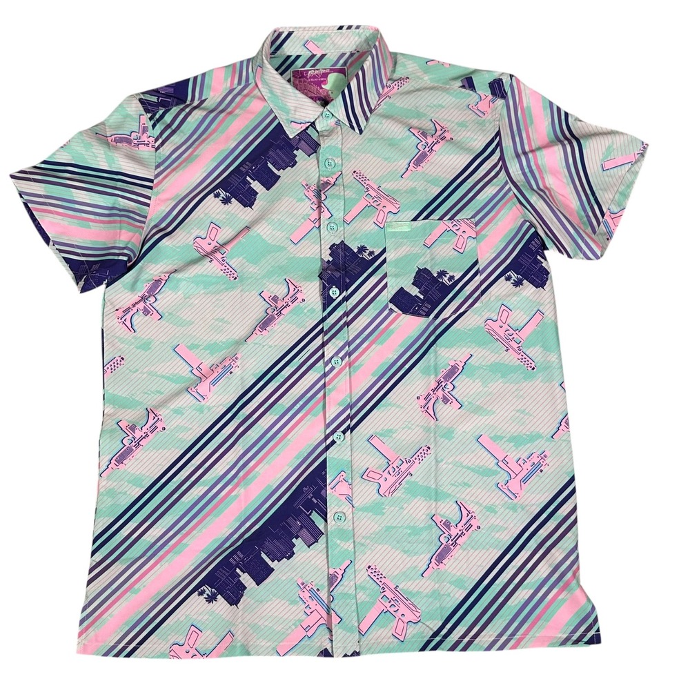 Retro‎ Rifle Button Down Shirts Mens Large Multicolor The Swayze Ocean Drive 2pk - Picture 4 of 13